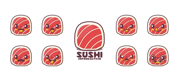 Sushi Kreskówka Japońskie Jedzenie Ilustracja Wektorowa