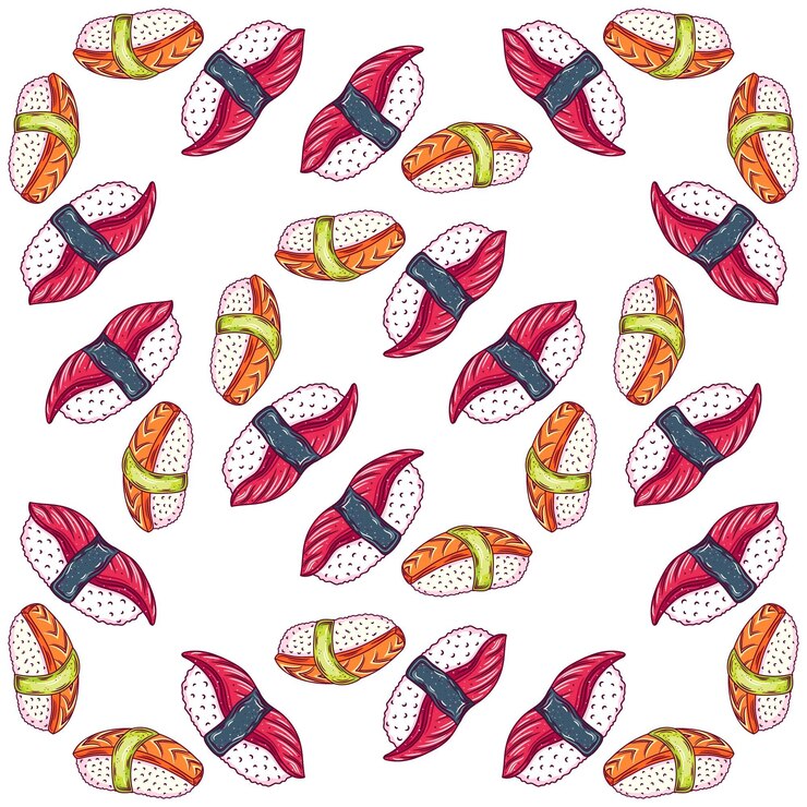 Wektor sushi menu asianfood szablon kuchnia azjatycka bar restauracja transparent z tradycyjnymi japońskimi daniami z owoców morza wzór płaski ilustracji wektorowych