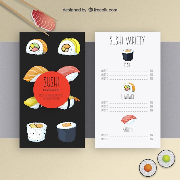 Plik wektorowy sushi menu szablonu