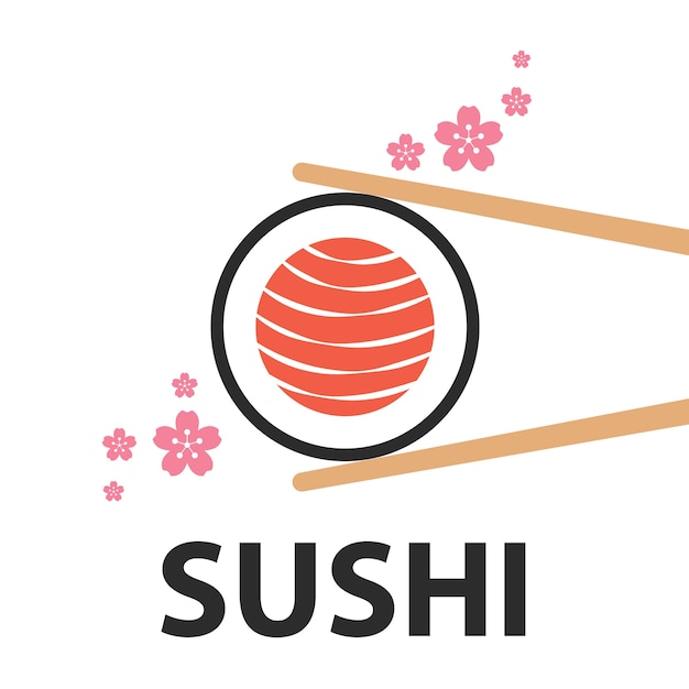 Plik wektorowy sushi roll z ikoną symbol kwiat sakura