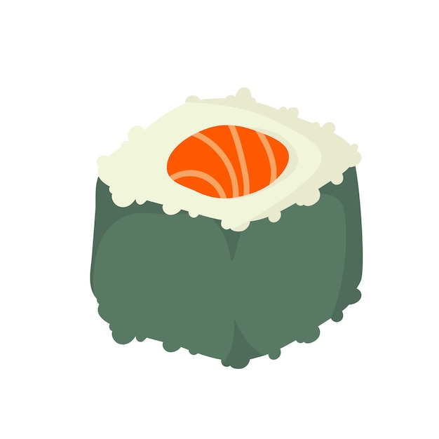 Sushi Roll Z Sezamem Japońskie Jedzenie Sushi Roll Kreskówka Styl Ikona Sushi Izolowane Na Białym Tle Wektor Kreskówka Sushi Ręcznie Rysować Styl Sushi Rollssian Jedzenie