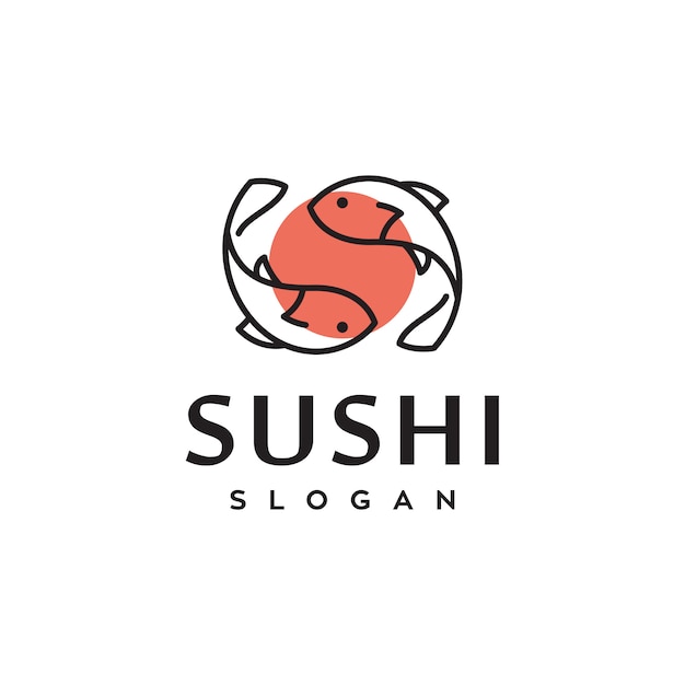 Sushi Ryba Japońskie Tradycyjne Jedzenie Wektor Projektowanie Logo