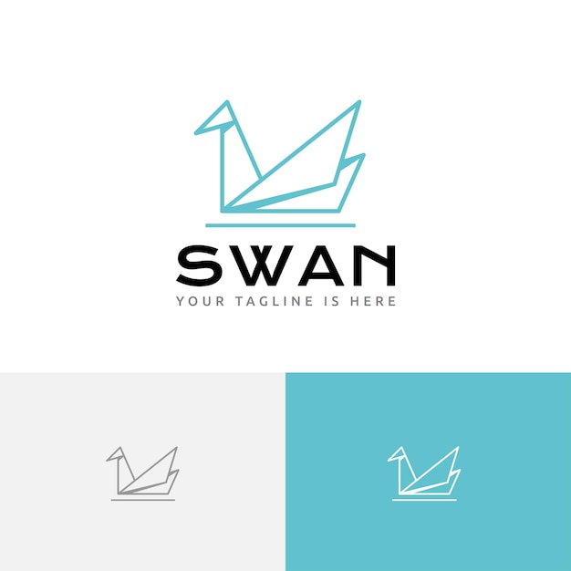 Swan Goose Papier Do Pływania Origami Style Line Logo