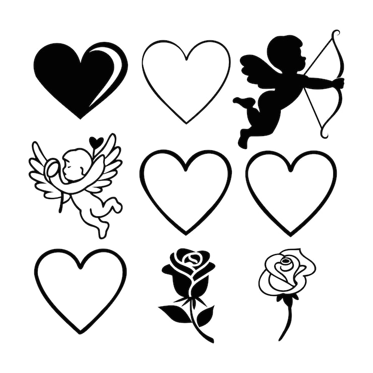 Wektor sweet valentine elements icon set silhouette ilustracja wektorowa