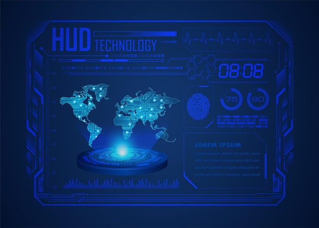 Świat Binarnych Płyt Obwodowych Przyszła Technologia Blue Hud Koncepcja Bezpieczeństwa Cybernetycznego