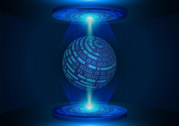 Świat binarnych płyt obwodowych Przyszła technologia Blue HUD Koncepcja bezpieczeństwa cybernetycznego