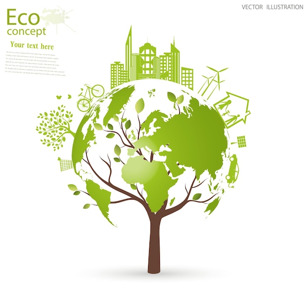 Świat Przyjazny Dla środowiska Ilustracji Wektorowych Z Ekologii Koncepcja Grafiki Informacyjnej