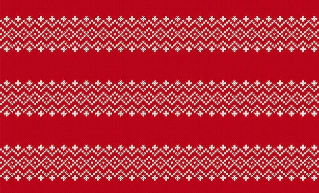 Świąteczna Dzianina Drukuj Bezszwowe Obramowanie Wektor Czerwony Wzór Z Dzianiny Tekstura Sweter Fair Isle Geometryczne Tło