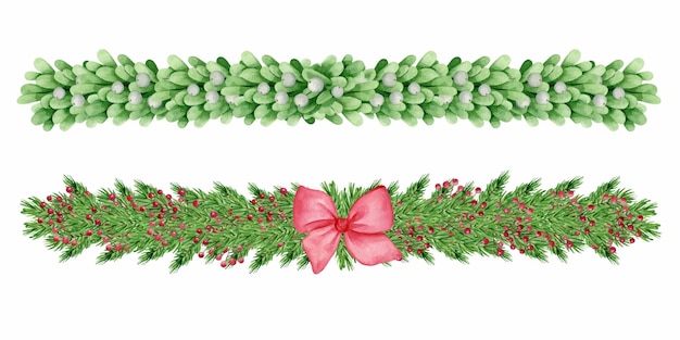 Świąteczna girlanda kwiatowa Akwarela ilustracja świąteczna Winte