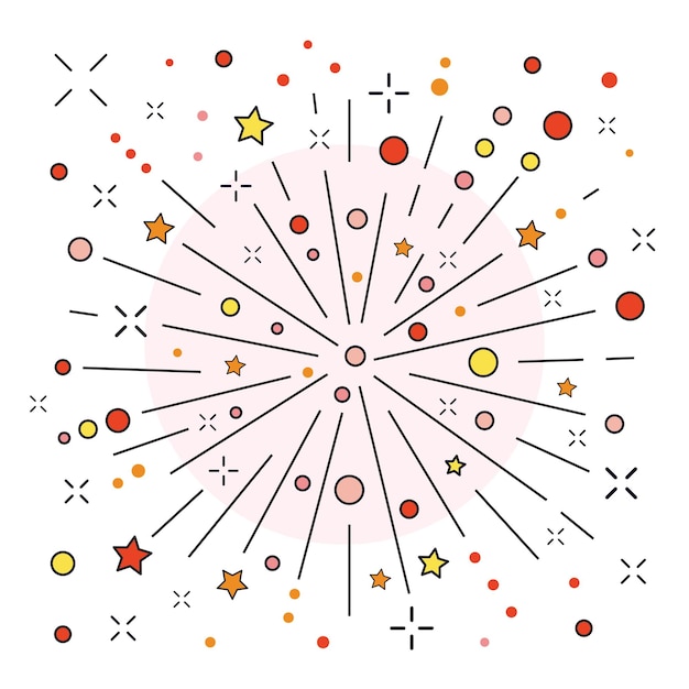 Świąteczna ikona fajerwerków lub petard w sztuce linii