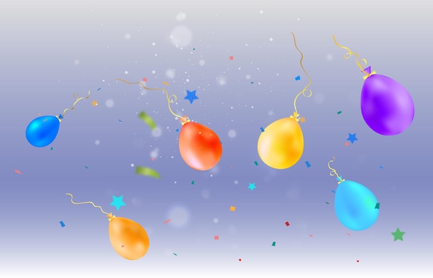 Świąteczna Ilustracja Z Balonami I Spadającymi Cukierkami