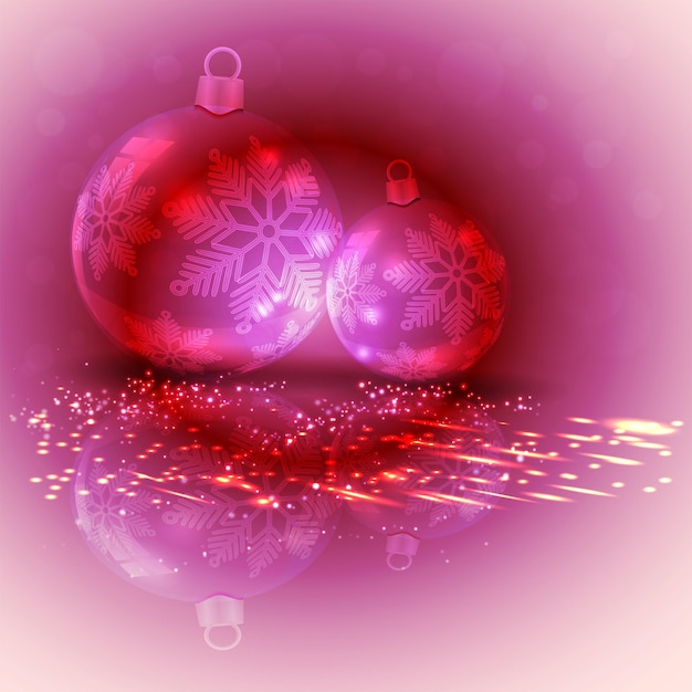 Plik wektorowy Świąteczna kompozycja w czerwonym odcieniu z sylwetkami bombek z refleksem i brokatem