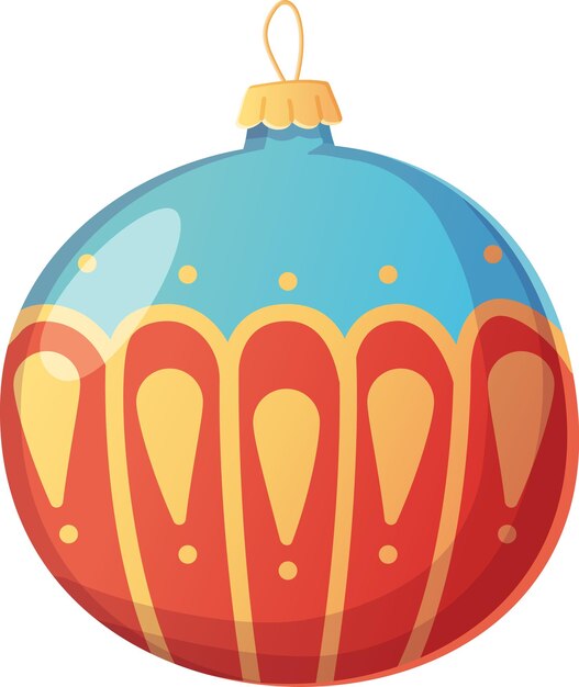 Plik wektorowy Świąteczna niebiesko-czerwona ozdoba tradycyjna piłka w realistycznym stylu kreskówki