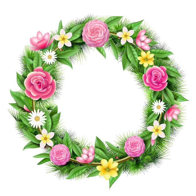 Świąteczna Okrągła Girlanda Z Kwiatów, Wieniec. Wystrój Artystyczny I Florystyka