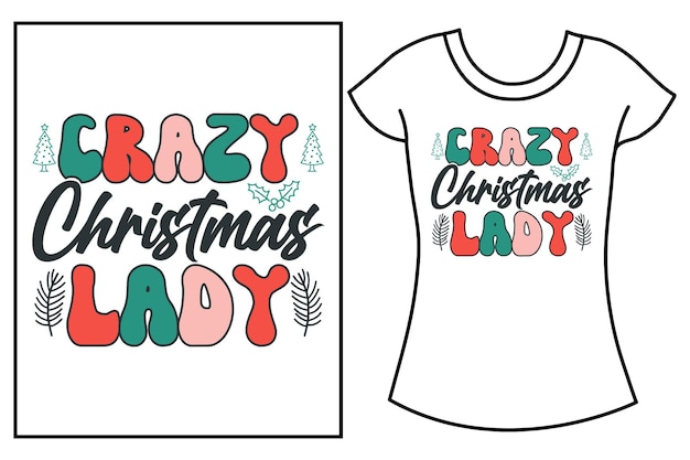 Świąteczna typografia Retro kolorowy t-shirt