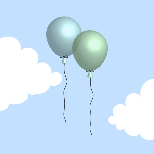 Świąteczne balony latające chmury Wszystkiego najlepszego ilustracji wektorowych
