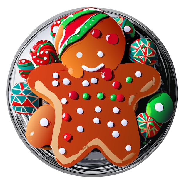 Plik wektorowy Świąteczne ciasteczka gingerbread ręcznie narysowane płaskie stylowe naklejki kreskówkowe koncepcja ikony odizolowana