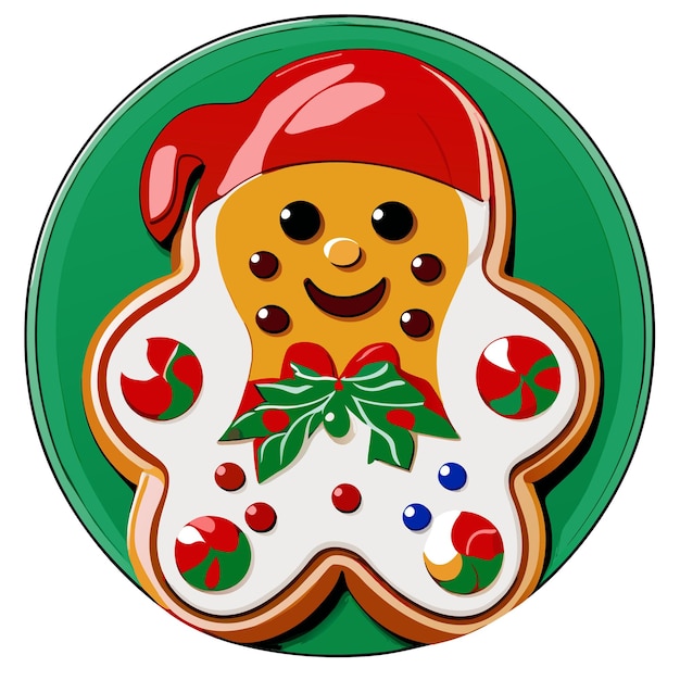 Plik wektorowy Świąteczne ciasteczka gingerbread ręcznie narysowane płaskie stylowe naklejki kreskówkowe koncepcja ikony odizolowana