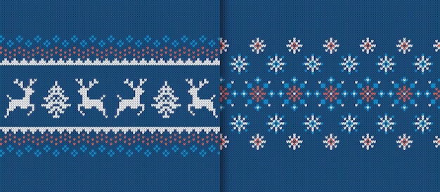 Świąteczne Nadruki Na Drutach Z Jeleniami I Płatkami śniegu Niebieski Wzór Dzianiny Sweter Tekstury