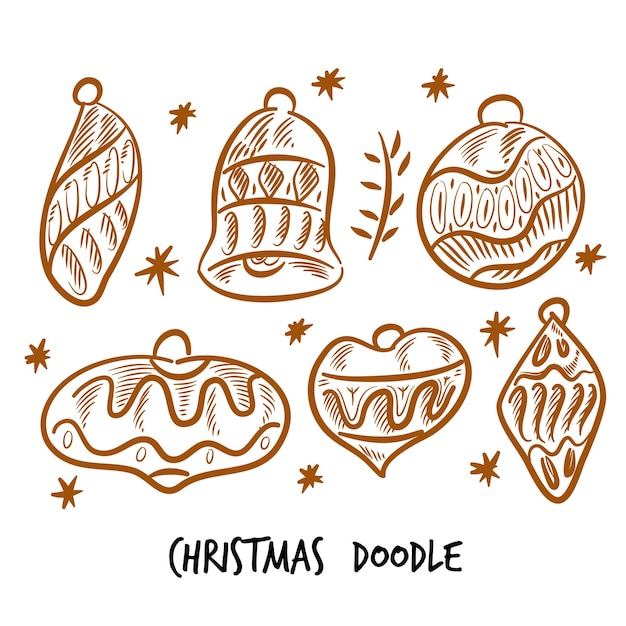 Świąteczne przedmioty zimowe doodle element rysunkowy