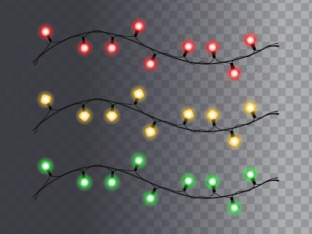 Plik wektorowy Świąteczne światła 3d zestaw świątecznych świecących girlandów izolowana ilustracja wektorowa