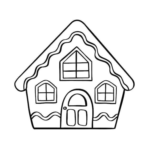 Plik wektorowy Świąteczny dom doodle ilustracja wektorowa na białym