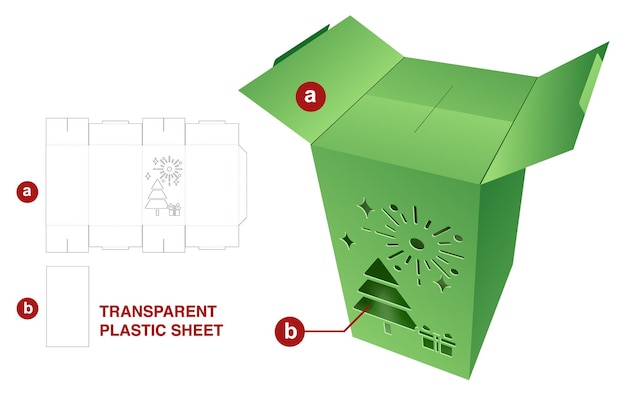 Świąteczny Szablon Wycinany W Pudełku I Makieta 3d