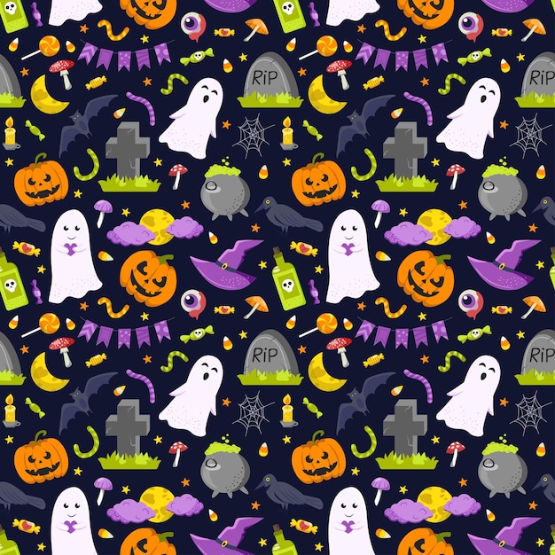 Plik wektorowy Świąteczny wzór halloween ilustracja wektorowa bez szwu wzór