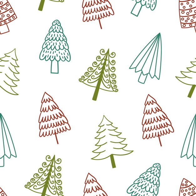 Plik wektorowy Świąteczny wzór z uroczymi, kapryśnymi bazgrołami choinek idealnych do dodawania świątecznej radości do kart dekoracyjnych świąteczne tapety do pakowania lub projekty tekstylne ilustracja kreskówka wektor