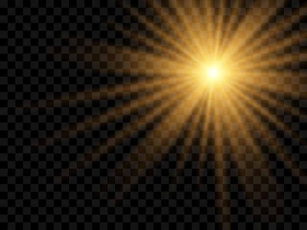 Światło Słoneczne Na Przezroczystym Tle. Na Białym Tle żółte Promienie światła. Ilustracja Wektorowa