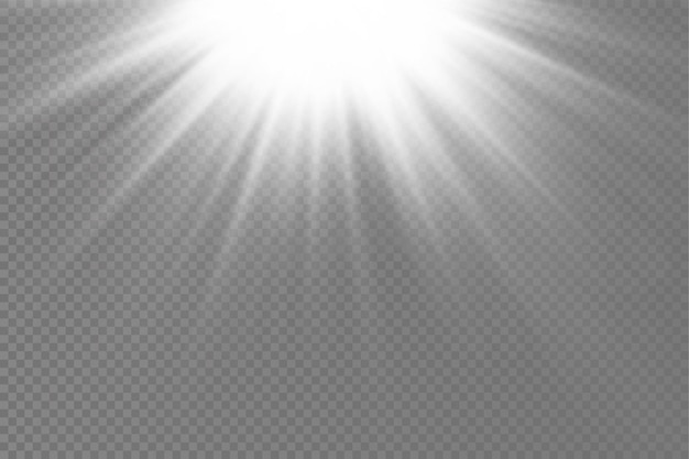 Światło słoneczne z jasnym efektem rozbłysku wybuchu z promieniami światła i magicznymi iskierkami słoneczny biały promień