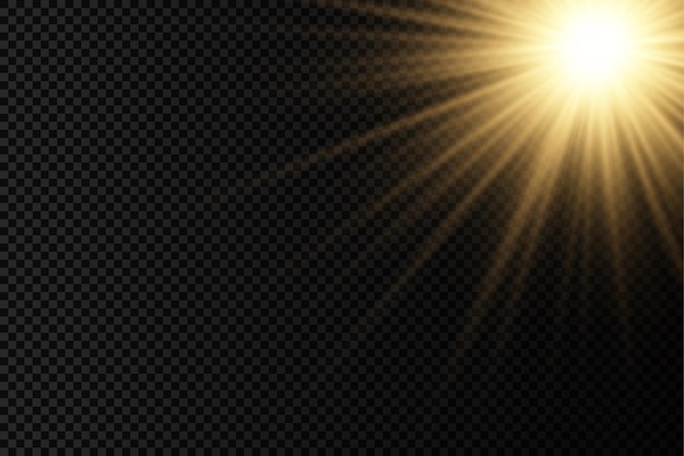 Plik wektorowy Światło słoneczne z jasnym efektem rozbłysku wybuchu z promieniami światła złotej magii błyszczy słoneczny żółty promień