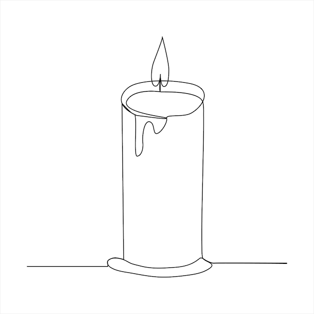 Światło świecy wektorowej ciągłe rysowanie jednej linii ilustracja artystyczna na białym tle