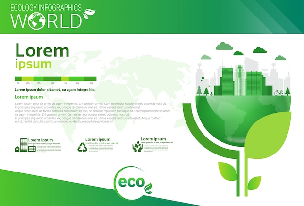 Światowa Ochrona środowiska Zielona Energia Ekologia Infografika Sztandar Z Kopii Przestrzenią