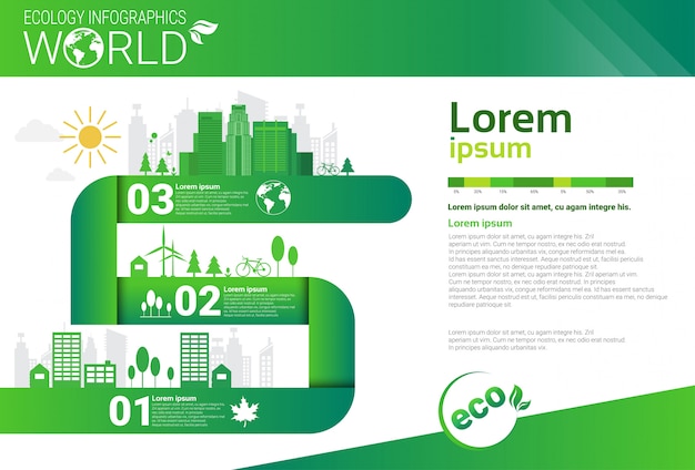 Światowa Ochrona środowiska Zielona Energia Ekologia Infografika Sztandar Z Kopii Przestrzenią