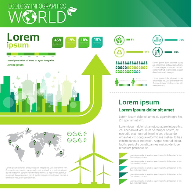 Światowa Ochrona środowiska Zielona Energia Ekologia Infografika Sztandar Z Kopii Przestrzenią