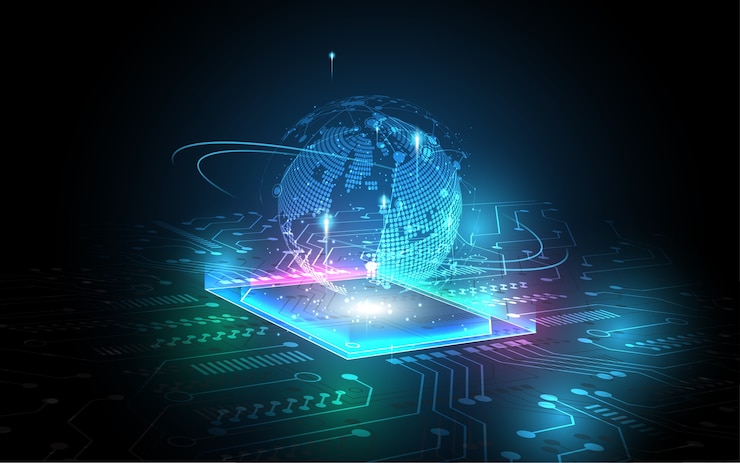 Wektor światowe połączenie sieciowe abstrakcyjne tło technologiczne