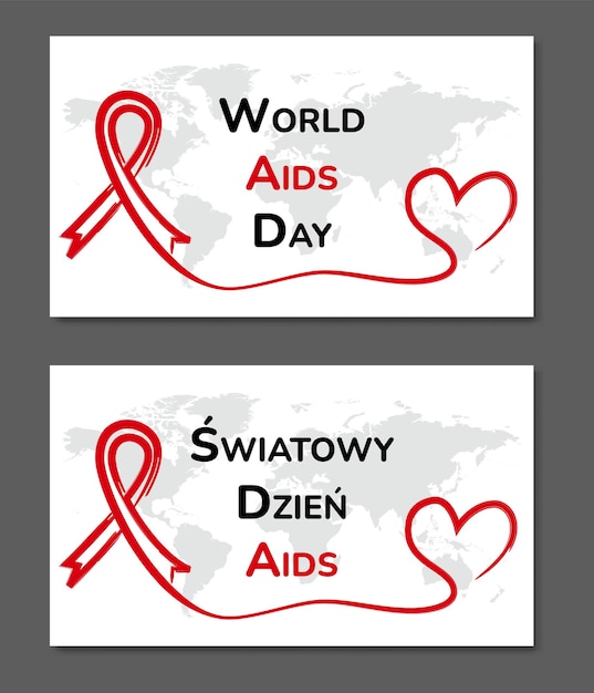 Plik wektorowy Światowy dzień aids. angielski i polski. projekt wektora.