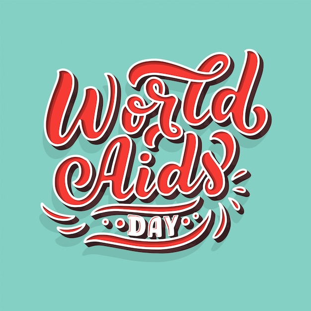 Światowy dzień AIDS. Kaligrafia trendów. ilustracja w tle. Napis 3D.