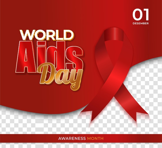 Światowy Dzień Aids Post Z Czerwoną Wstążką Premium Wektor