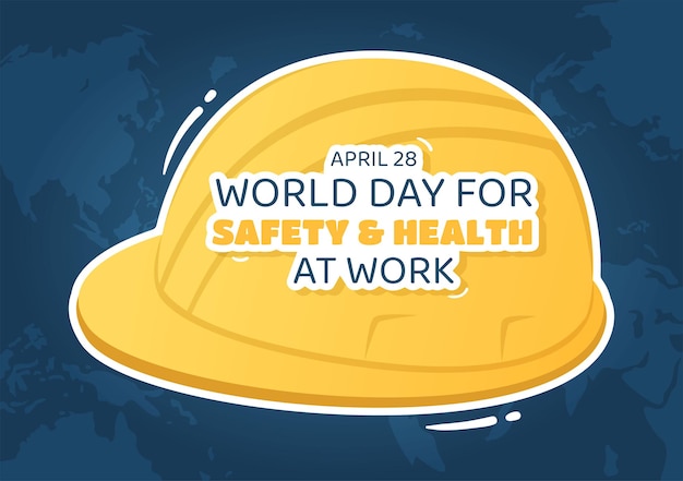 Światowy Dzień Bezpieczeństwa I Zdrowia W Pracy Ilustracja Z Narzędziem Mechanika W Ręcznie Rysowanym Szablonie