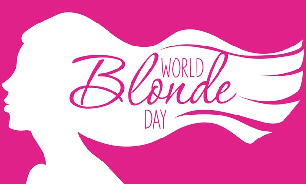 Plik wektorowy Światowy dzień blondynki siluweta pięknej kobiety z włosami płynącymi na wietrze pocztówki