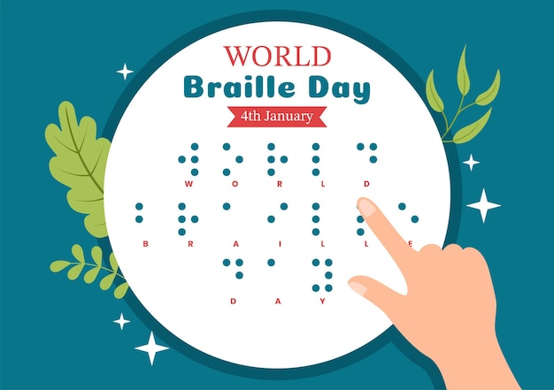 Światowy Dzień Braille'a 4 Stycznia Z Tekstem Alfabetu Dla środków Komunikacji W Ilustracji