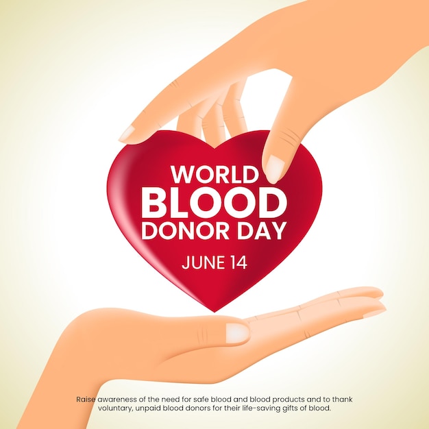 Światowy Dzień Dawcy Krwi W Tle Z Rękami Dawania I Brania Krwi