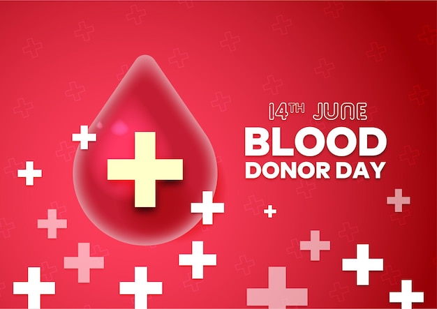 Plik wektorowy Światowy dzień dawcy krwi z realistyczną kroplą krwi