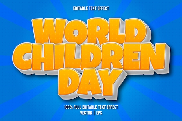 Światowy Dzień Dziecka Edytowalny Efekt Tekstowy W Stylu Komiksowym