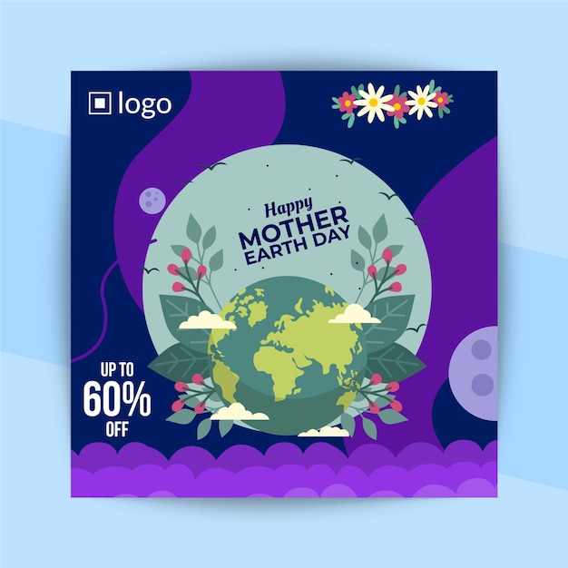 Plik wektorowy Światowy dzień matki ziemi międzynarodowy dzień matki ziemi szablon instagram post design
