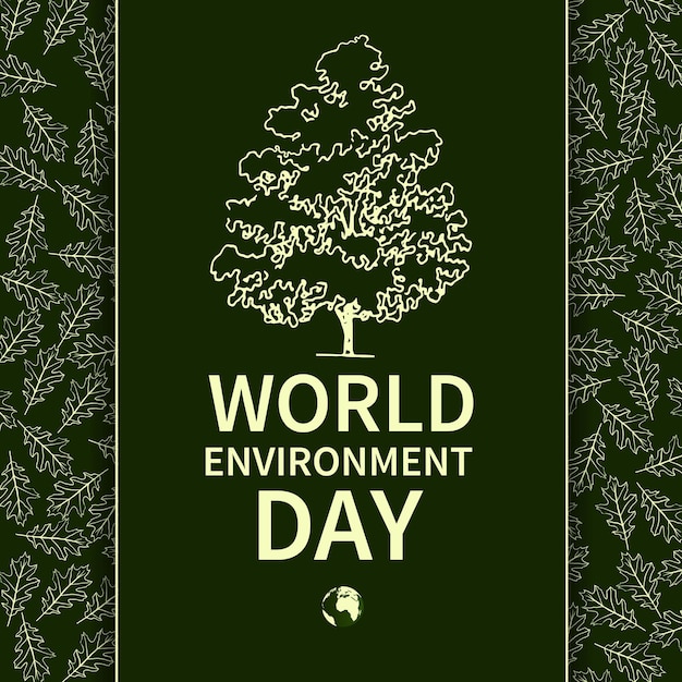 Światowy Dzień Ochrony środowiska Banner Z Drzewem Na Tle Liści