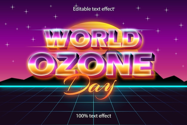 Światowy Dzień Ozonu Edytowalny Efekt Tekstowy Retro W Stylu Neonowym