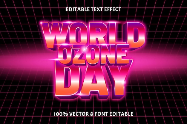 Plik wektorowy Światowy dzień ozonu edytowalny efekt tekstowy w stylu retro
